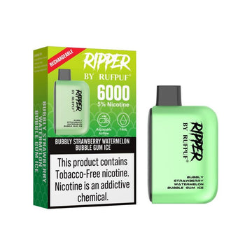 RIPPER BUBBLY STRAWBERRY WATERMELON BUBBLE GUM ICE DISPOSABLE - 6000 PUFFS